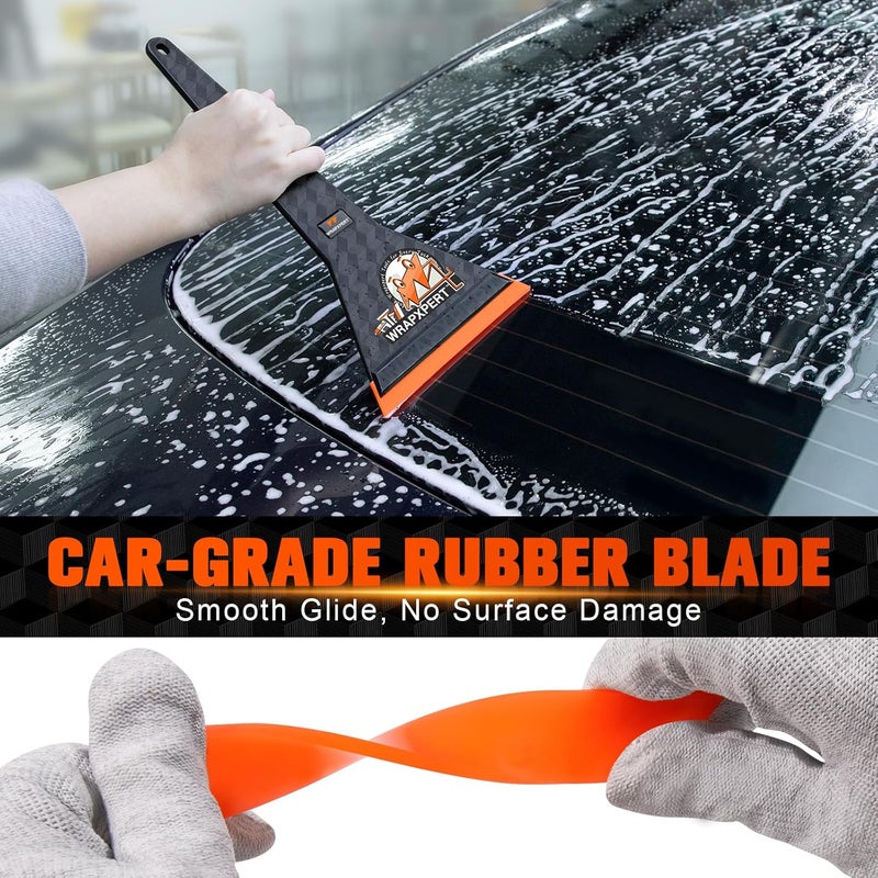 WRAPXPERT Window Tint Squeegee Car Front Window Tint Tools 11.8-inch Long Handle Rubber Scraper for Windshield/Rear Glass Deep Corner Reach Vehicle Tinting Kit - Image 2
